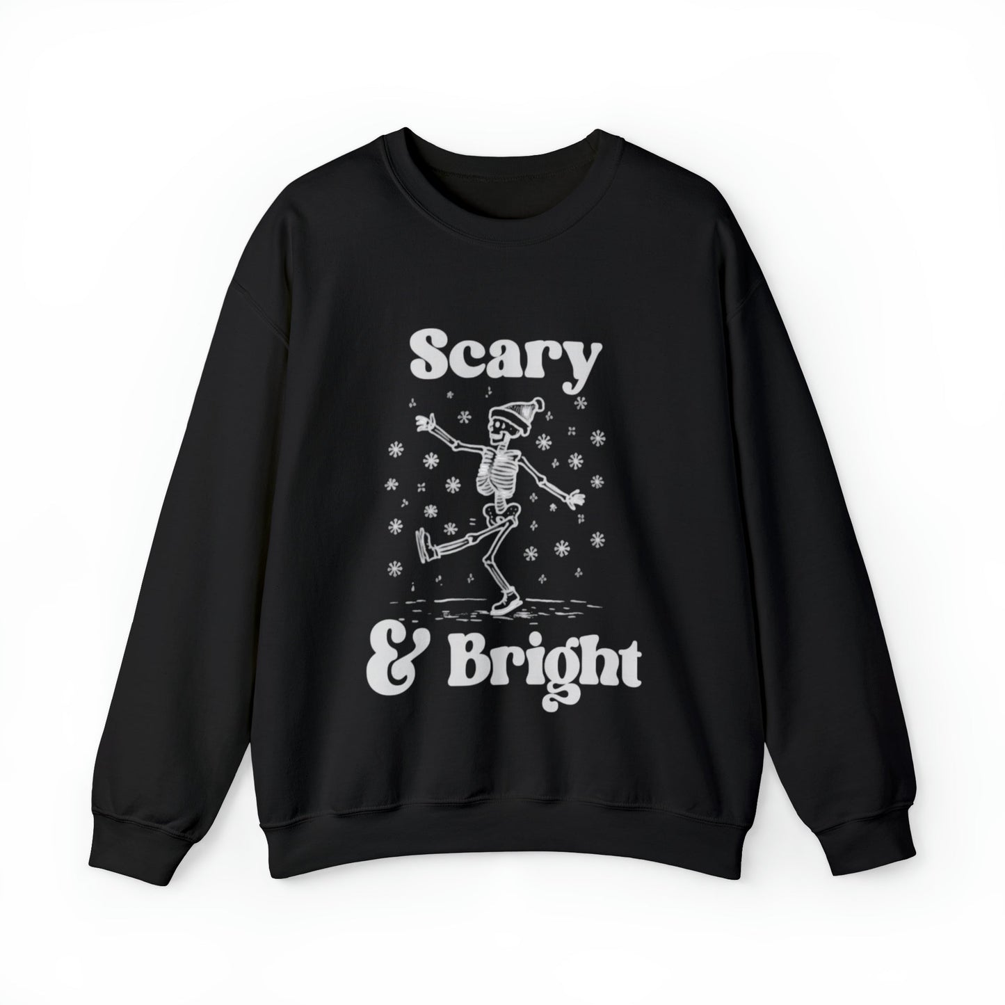 Scary and Bright Pullover Crewneck SweatshirtSweatshirtVTZdesignsSBlackchristmasclothingCrew neck