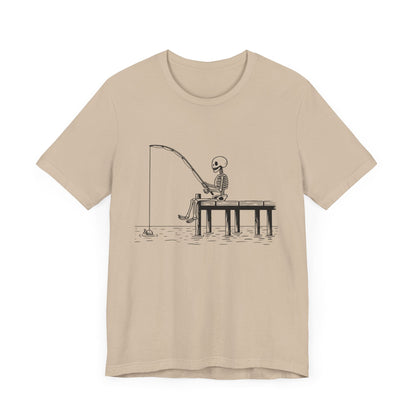 Skeleton Fishing Short Sleeve Tee ShirtT - ShirtVTZdesignsTanXSclothingCottonCrew neck