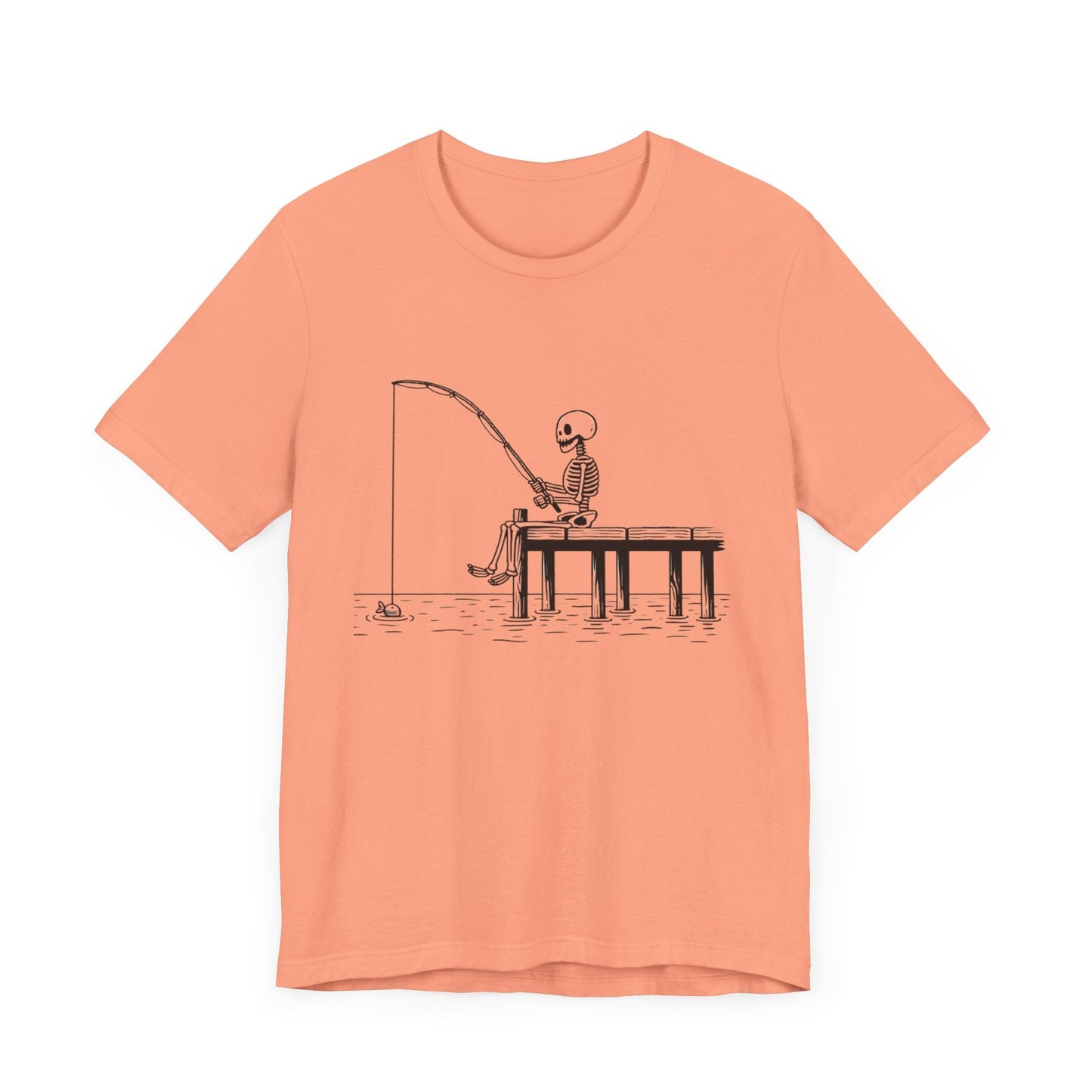 Skeleton Fishing Short Sleeve Tee ShirtT - ShirtVTZdesignsSunsetXSclothingCottonCrew neck