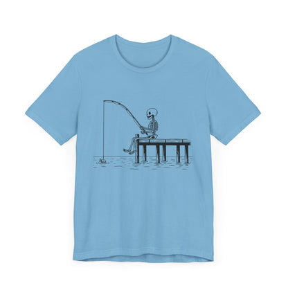 Skeleton Fishing Short Sleeve Tee ShirtT - ShirtVTZdesignsOcean BlueXSclothingCottonCrew neck