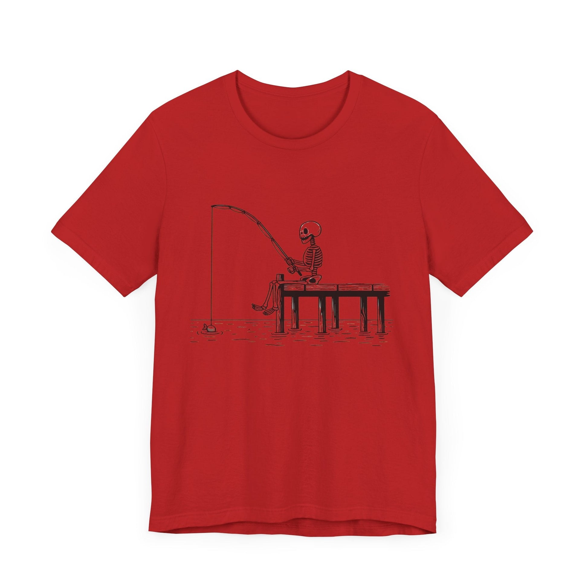 Skeleton Fishing Short Sleeve Tee ShirtT - ShirtVTZdesignsRedXSclothingCottonCrew neck