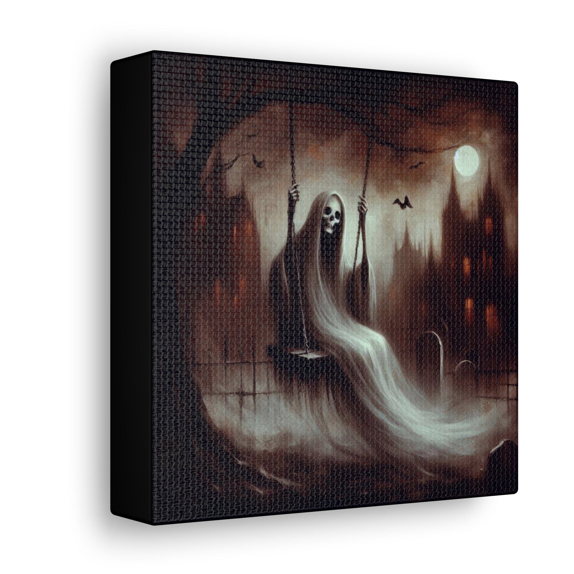 Skeleton Ghost Swinging In Graveyard Canvas Gallery WrapCanvasVTZdesigns6″ x 6″1.25"artArt & Wall Decorart print