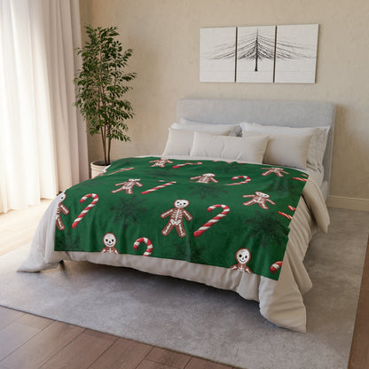 Skeleton Gingerbread and Candy Canes BlanketHome DecorVTZdesigns50" × 60"BedBeddingblanket