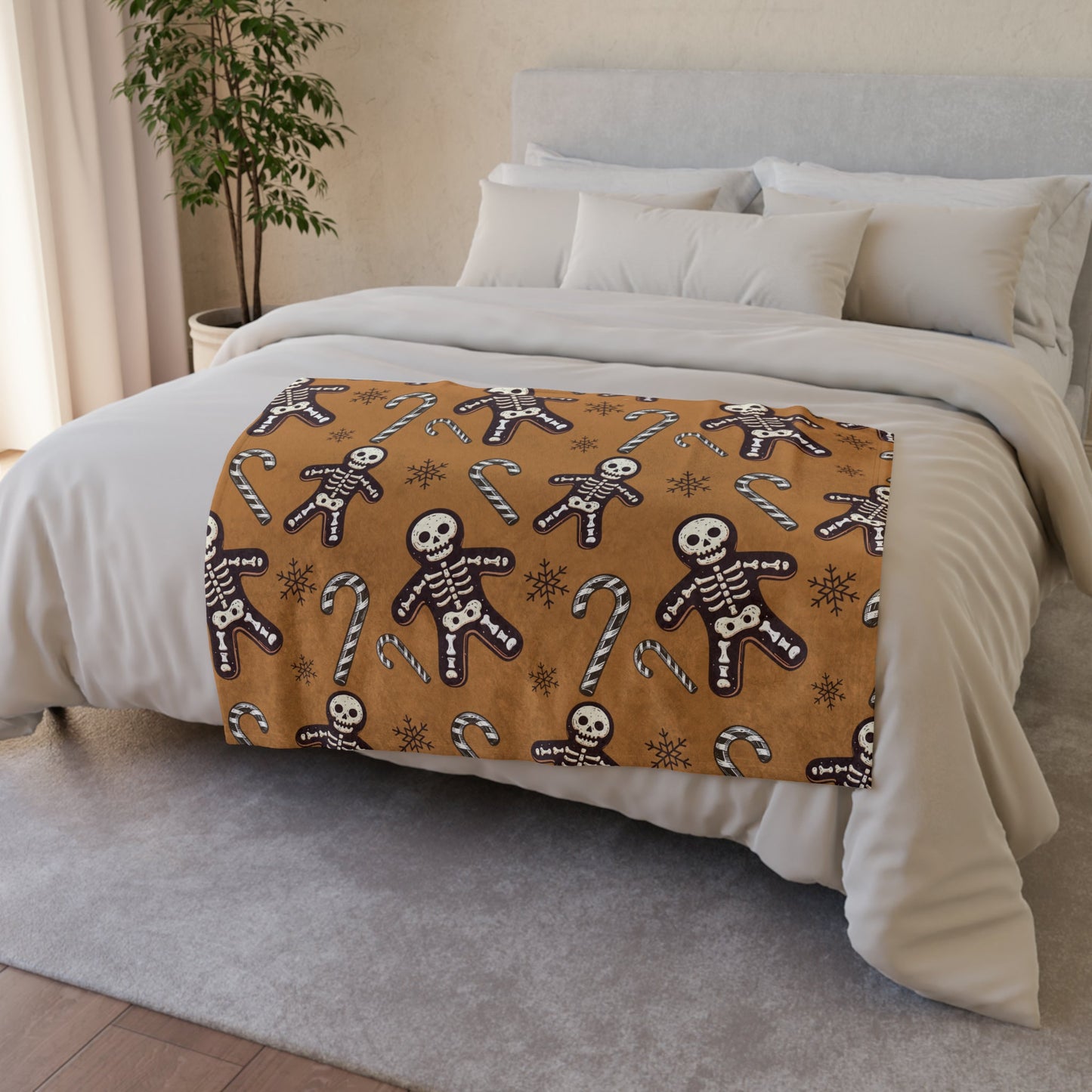 Skeleton Gingerbread Man BlanketHome DecorVTZdesigns30'' × 40''BedBeddingblack