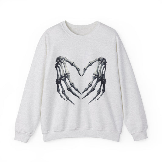 Skeleton Hand Heart Pullover Crewneck SweatshirtSweatshirtVTZdesignsSAshclothingCrew neckDTG