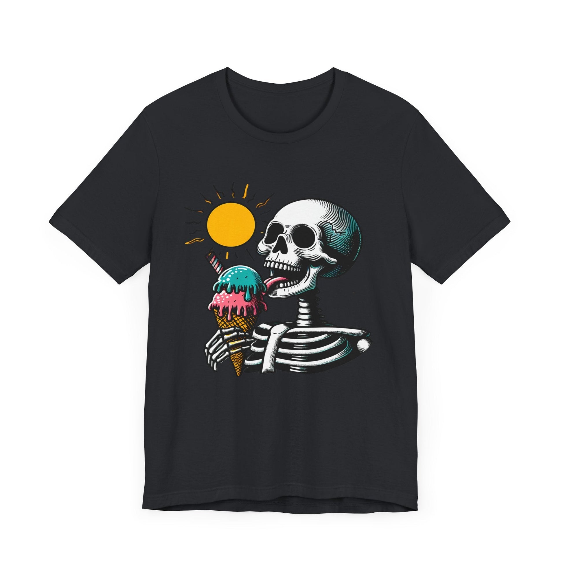 Skeleton Ice Cream Short Sleeve Tee ShirtT - ShirtVTZdesignsVintage BlackXSclothingCottonCrew neck