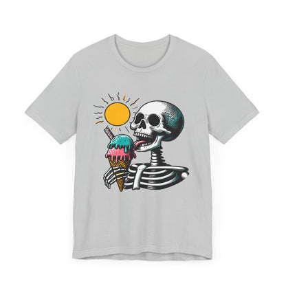 Skeleton Ice Cream Short Sleeve Tee ShirtT - ShirtVTZdesignsSolid Athletic GreyXSclothingCottonCrew neck