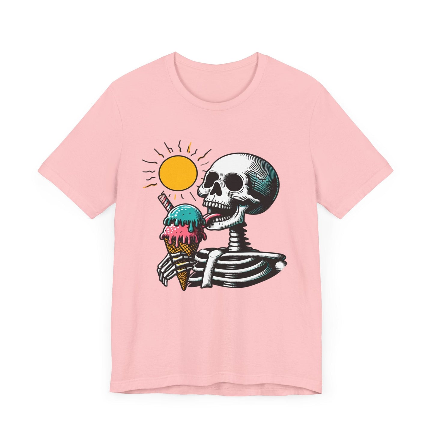 Skeleton Ice Cream Short Sleeve Tee ShirtT - ShirtVTZdesignsPinkXSclothingCottonCrew neck