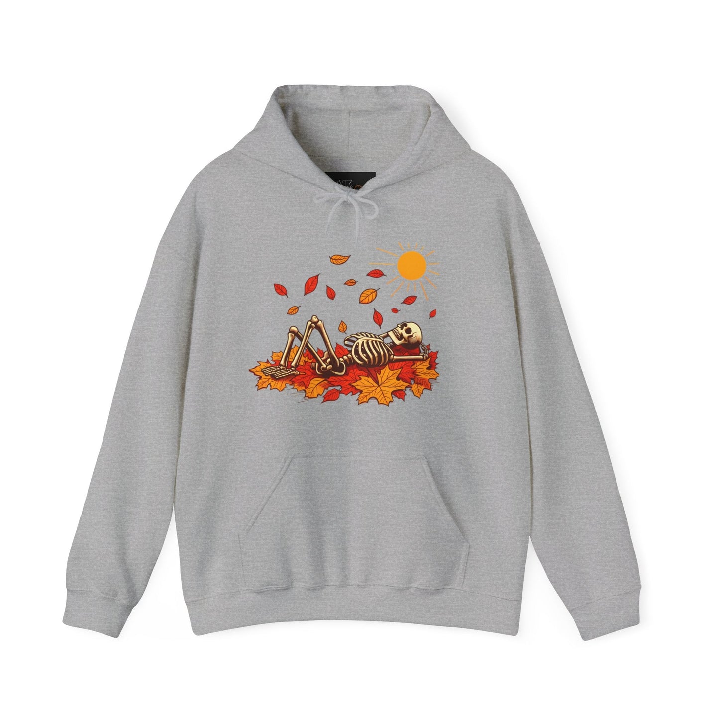 Skeleton In Autumn Leaves HoodieHoodieVTZdesignsSport GreySautumnclothingDTG