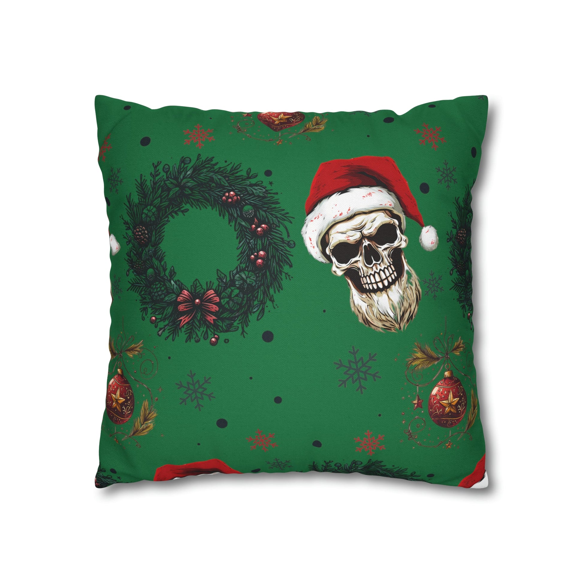 Skeleton Santa Square Pillow CaseHome DecorVTZdesigns18" × 18"All Over PrintAOPBed