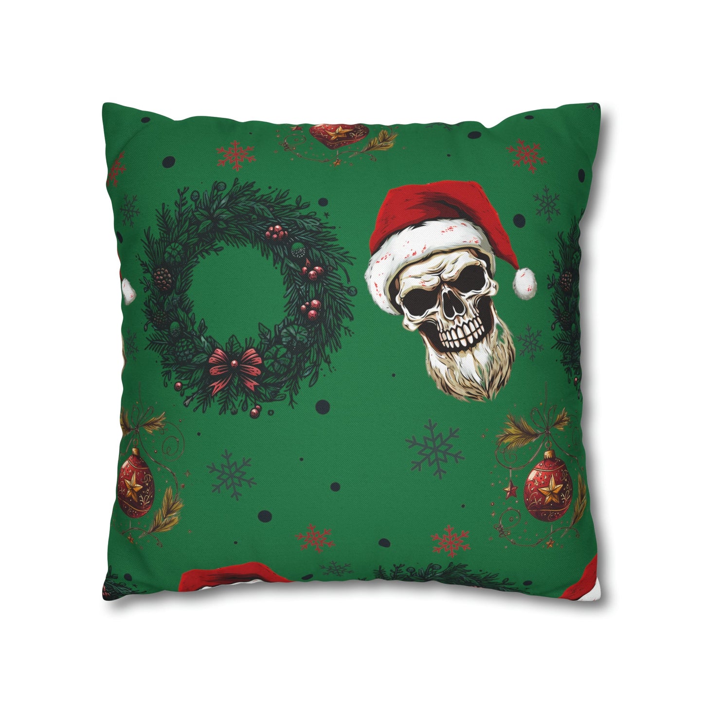 Skeleton Santa Square Pillow CaseHome DecorVTZdesigns18" × 18"All Over PrintAOPBed