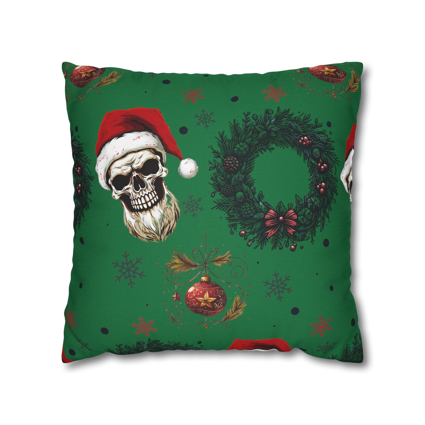 Skeleton Santa Square Pillow CaseHome DecorVTZdesigns18" × 18"All Over PrintAOPBed