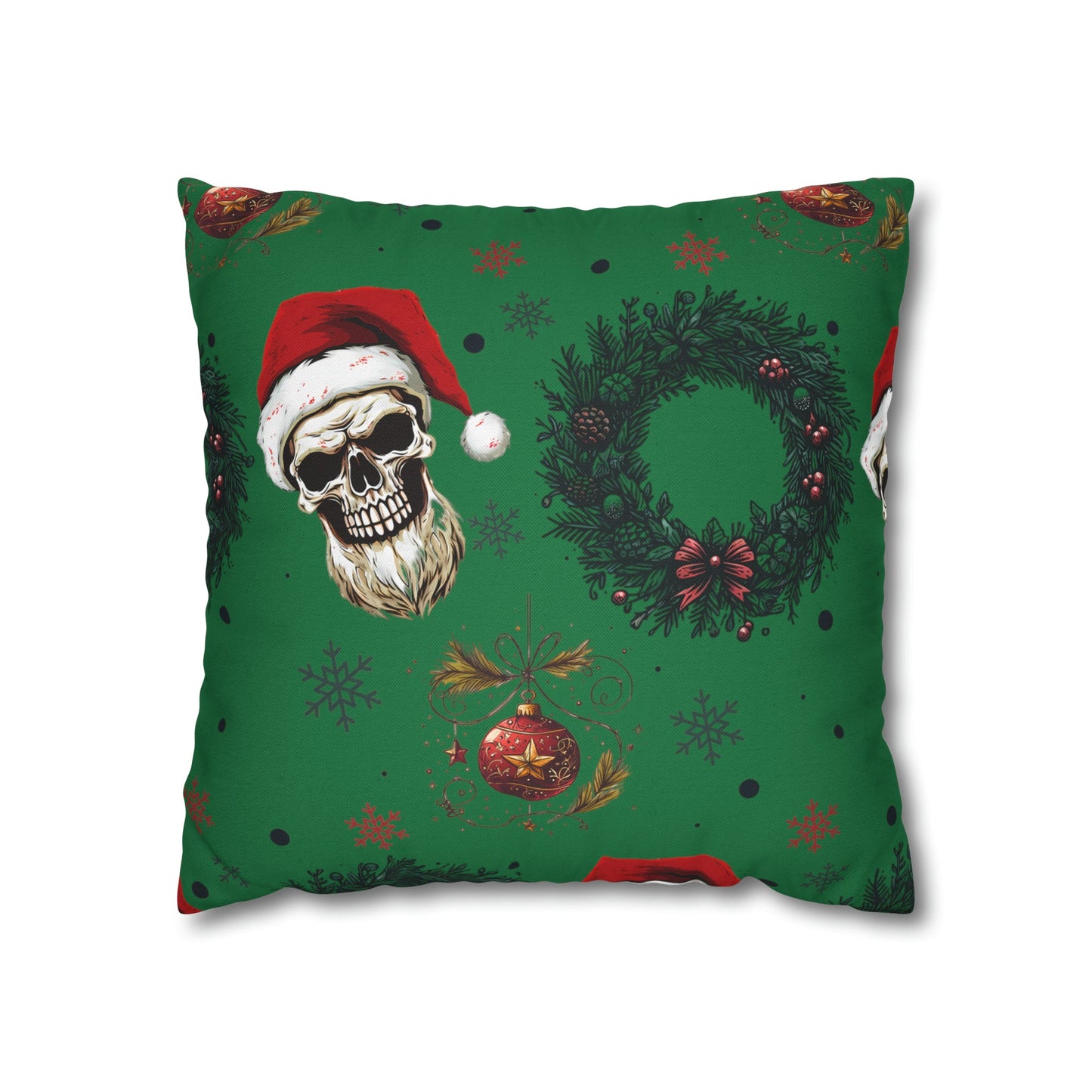 Skeleton Santa Square Pillow CaseHome DecorVTZdesigns16" × 16"All Over PrintAOPBed