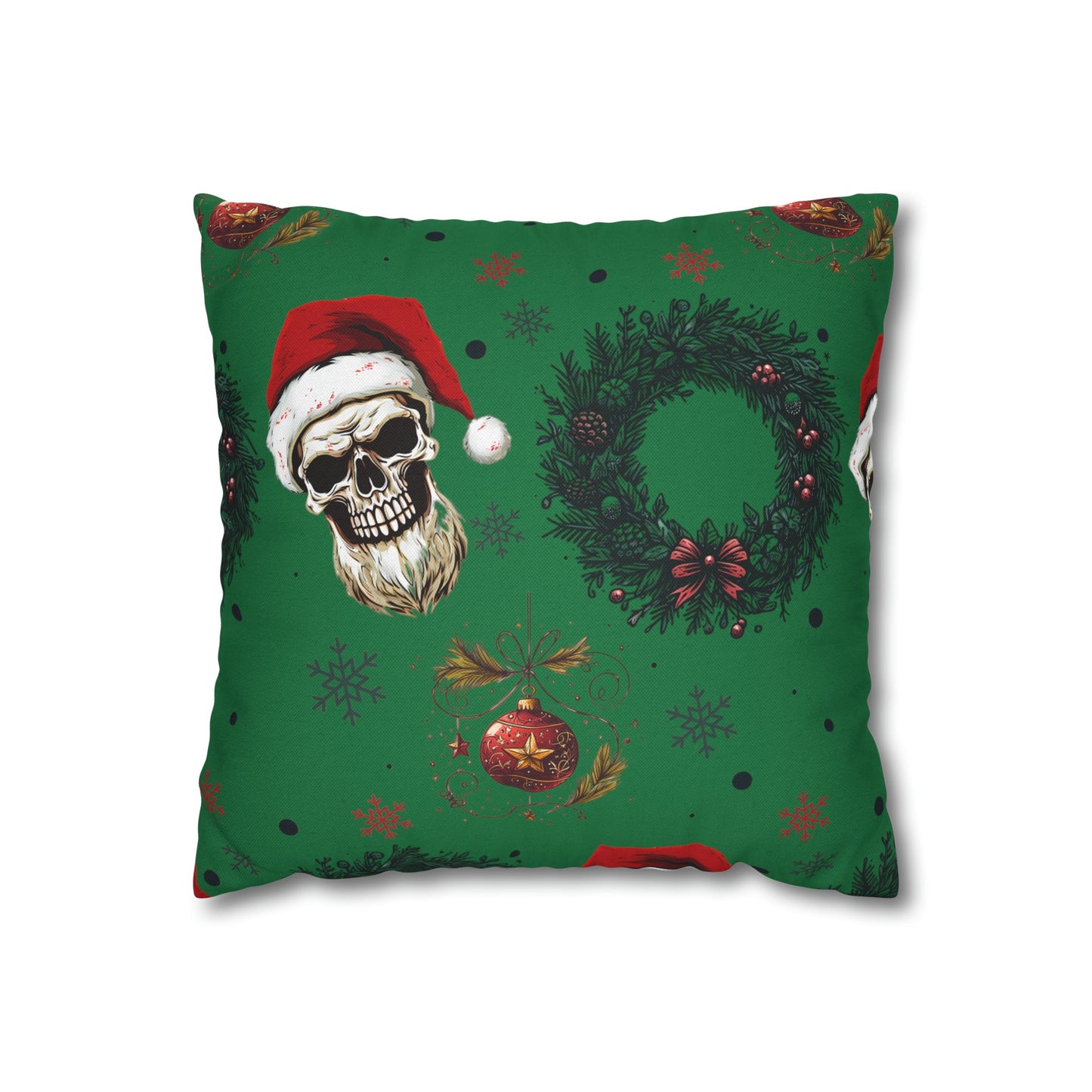 Skeleton Santa Square Pillow CaseHome DecorVTZdesigns14" × 14"All Over PrintAOPBed