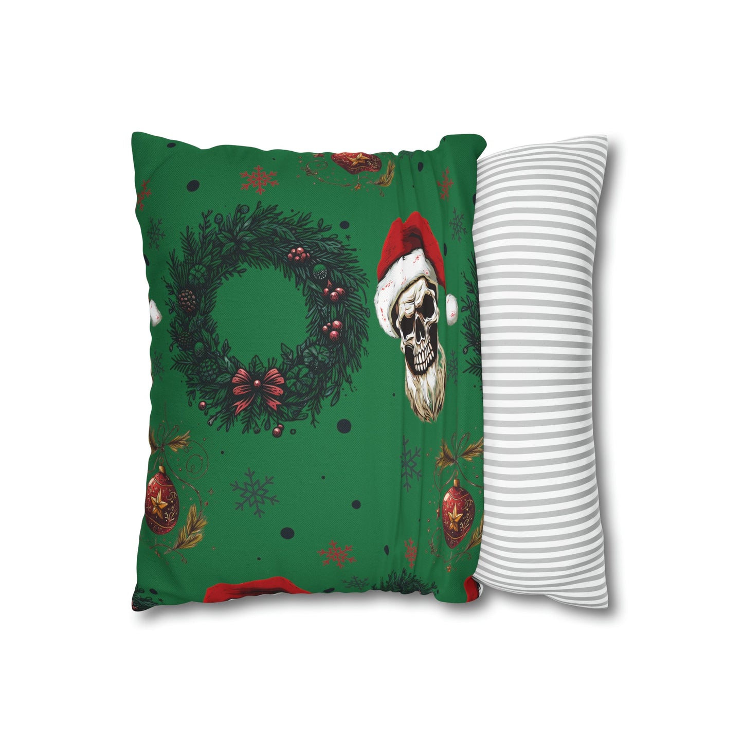 Skeleton Santa Square Pillow CaseHome DecorVTZdesigns18" × 18"All Over PrintAOPBed