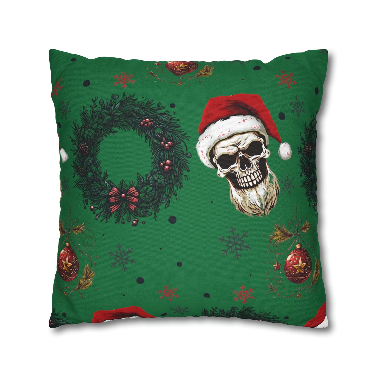 Skeleton Santa Square Pillow CaseHome DecorVTZdesigns18" × 18"All Over PrintAOPBed