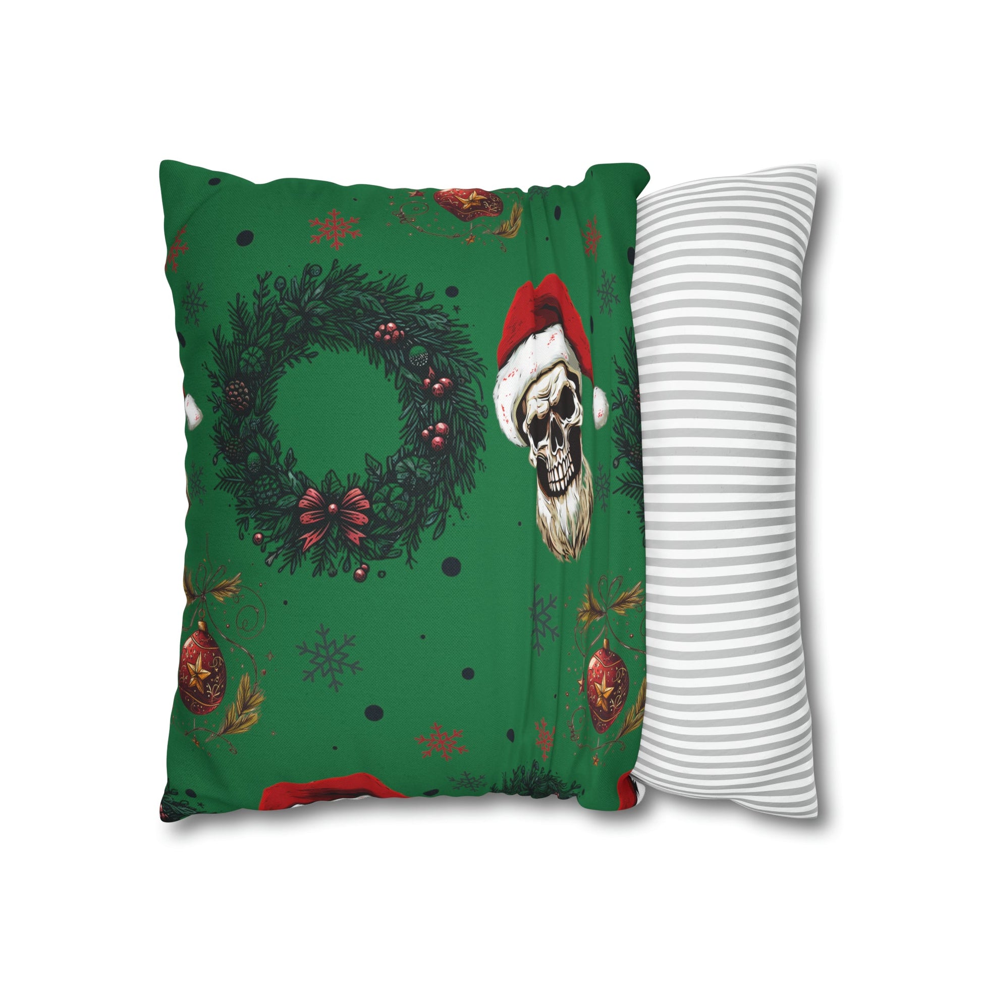 Skeleton Santa Square Pillow CaseHome DecorVTZdesigns18" × 18"All Over PrintAOPBed