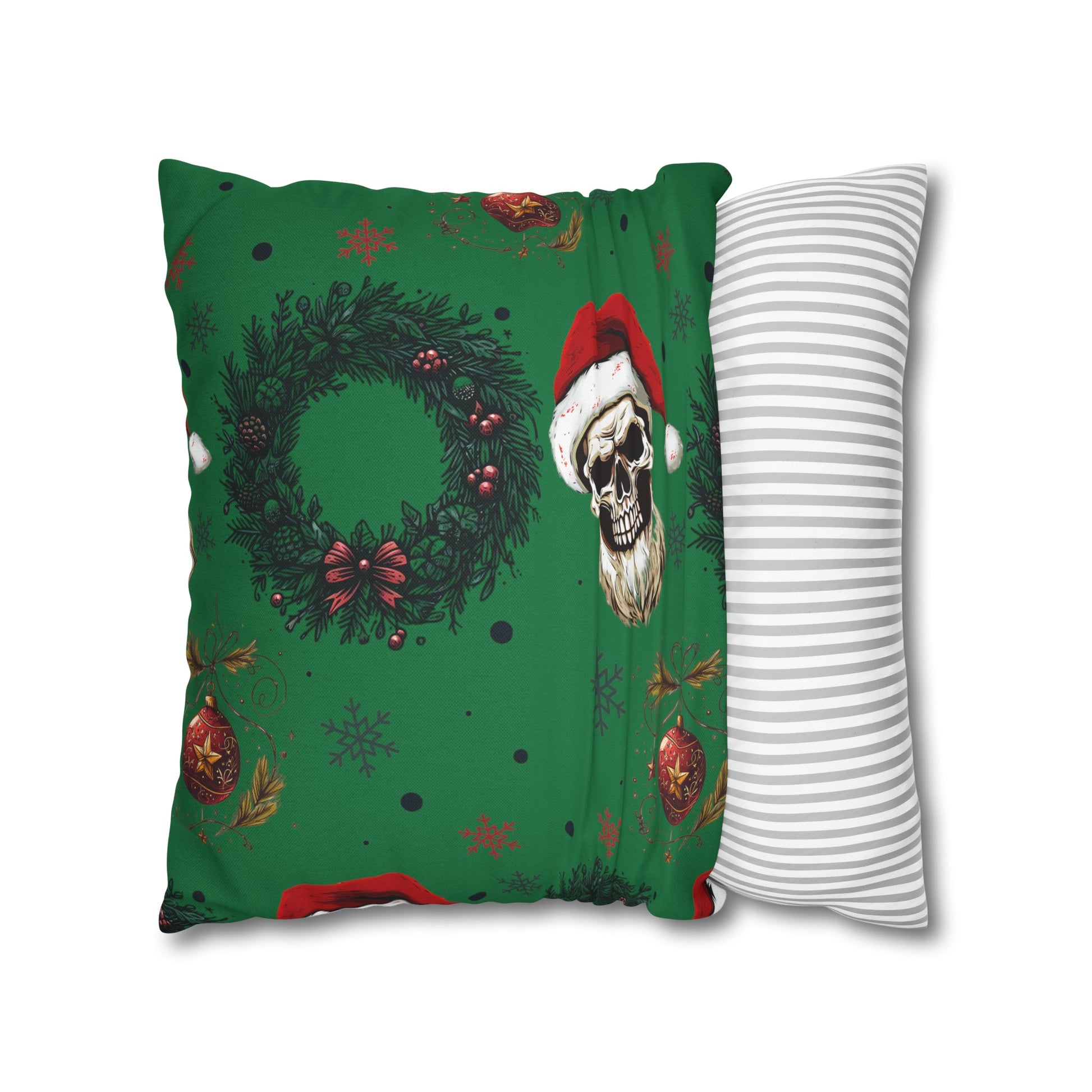 Skeleton Santa Square Pillow CaseHome DecorVTZdesigns18" × 18"All Over PrintAOPBed