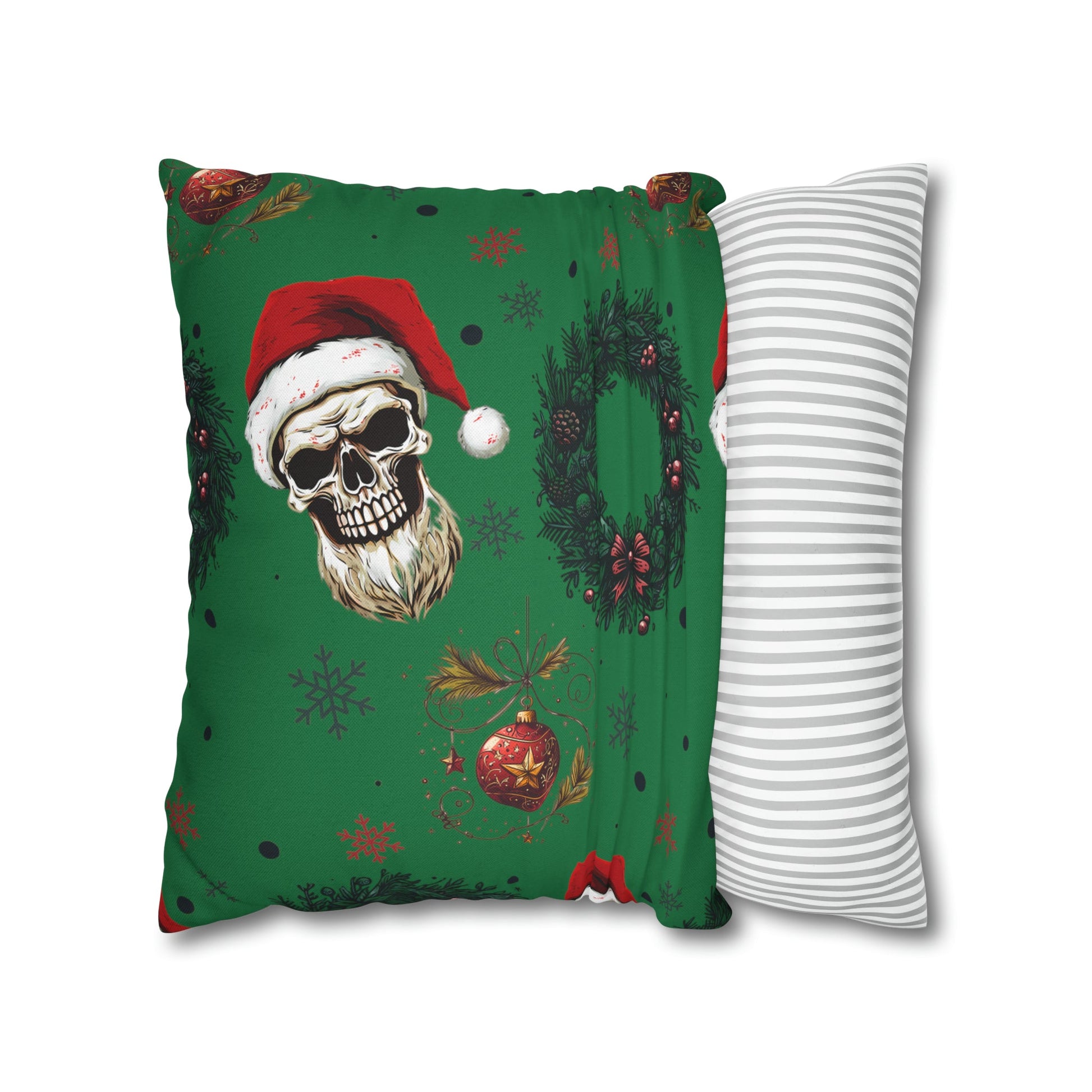 Skeleton Santa Square Pillow CaseHome DecorVTZdesigns18" × 18"All Over PrintAOPBed