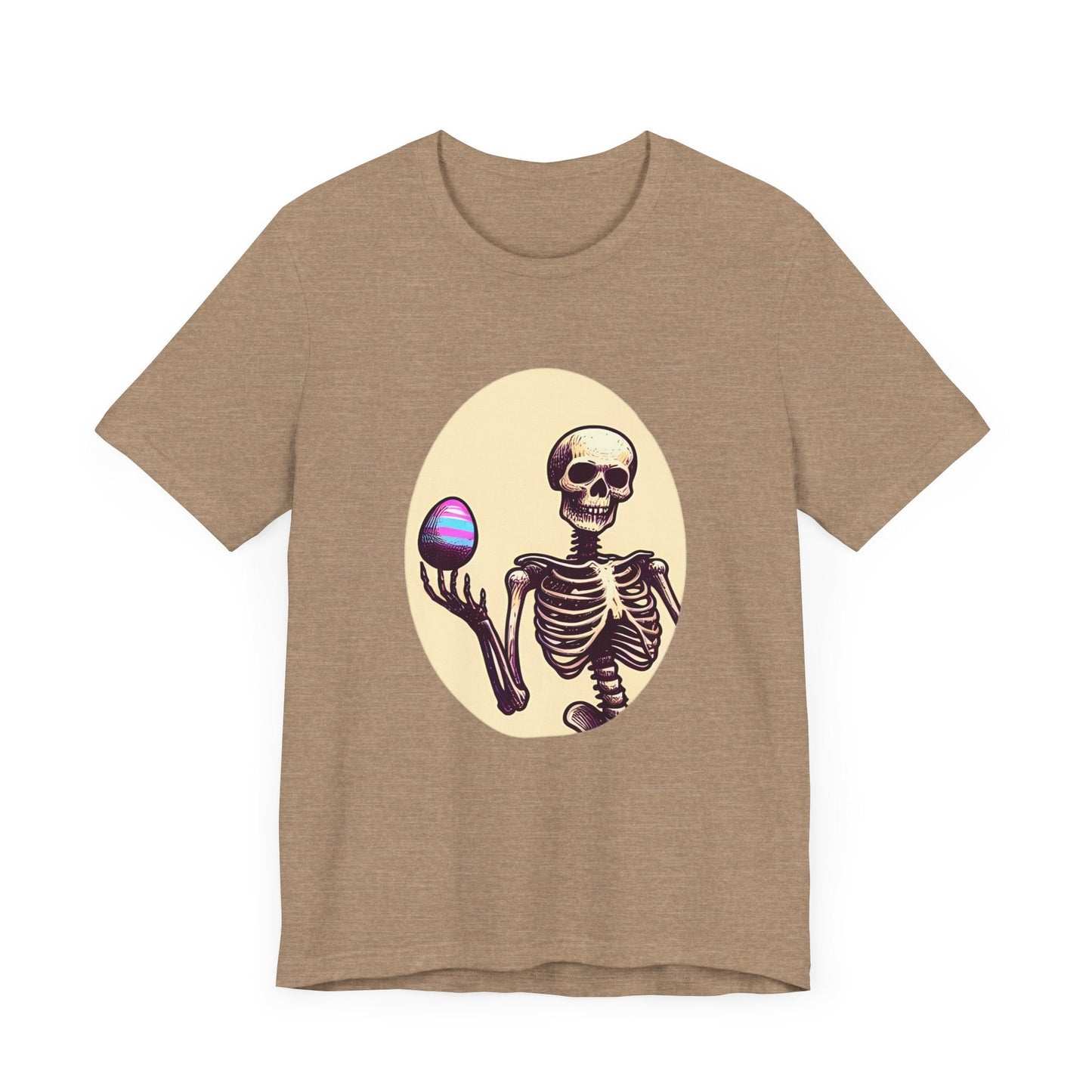 Skeleton With Easter Egg Short Sleeve Tee ShirtT - ShirtVTZdesignsHeather TanXSCottonCrew neckDTG
