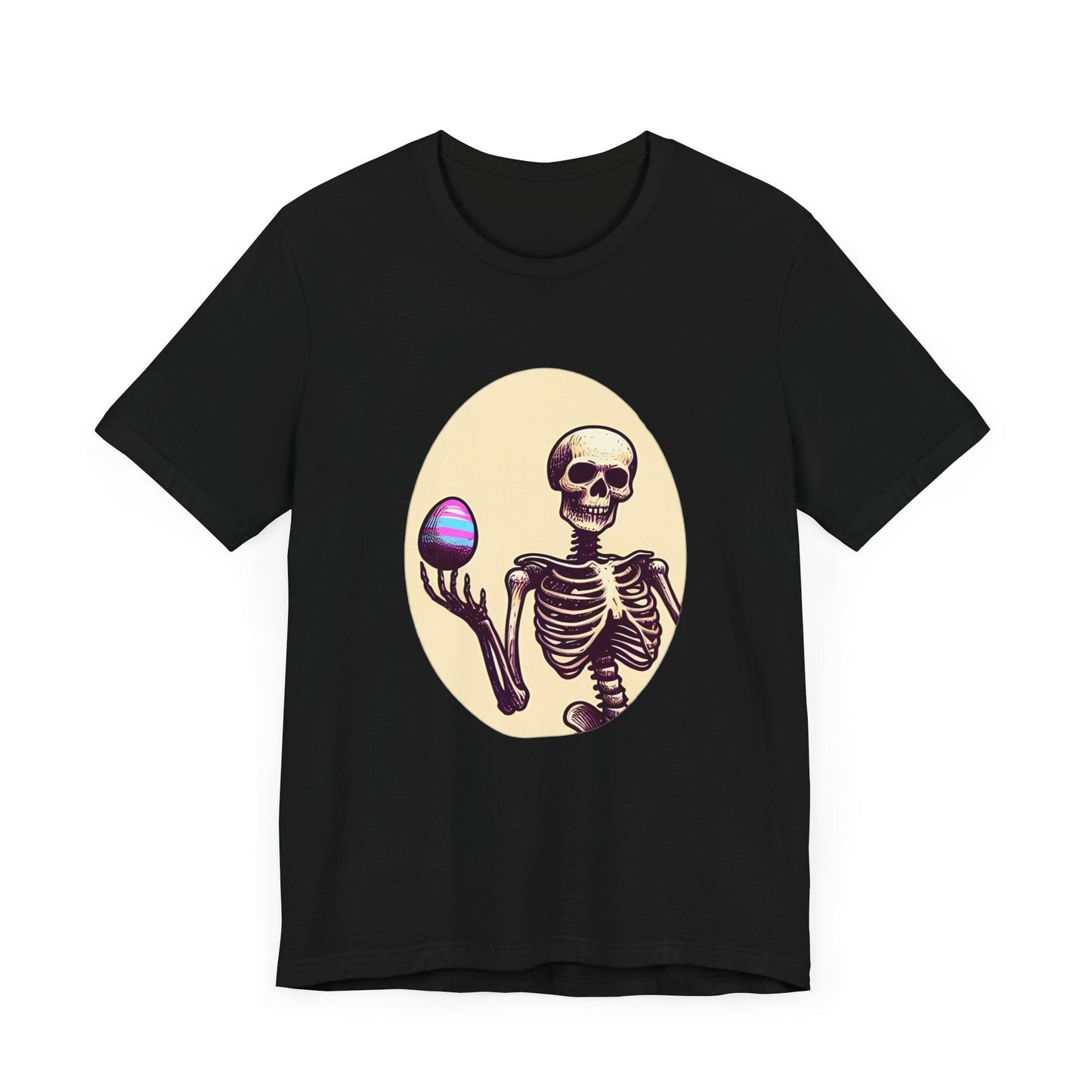 Skeleton With Easter Egg Short Sleeve Tee ShirtT - ShirtVTZdesignsBlackXSCottonCrew neckDTG