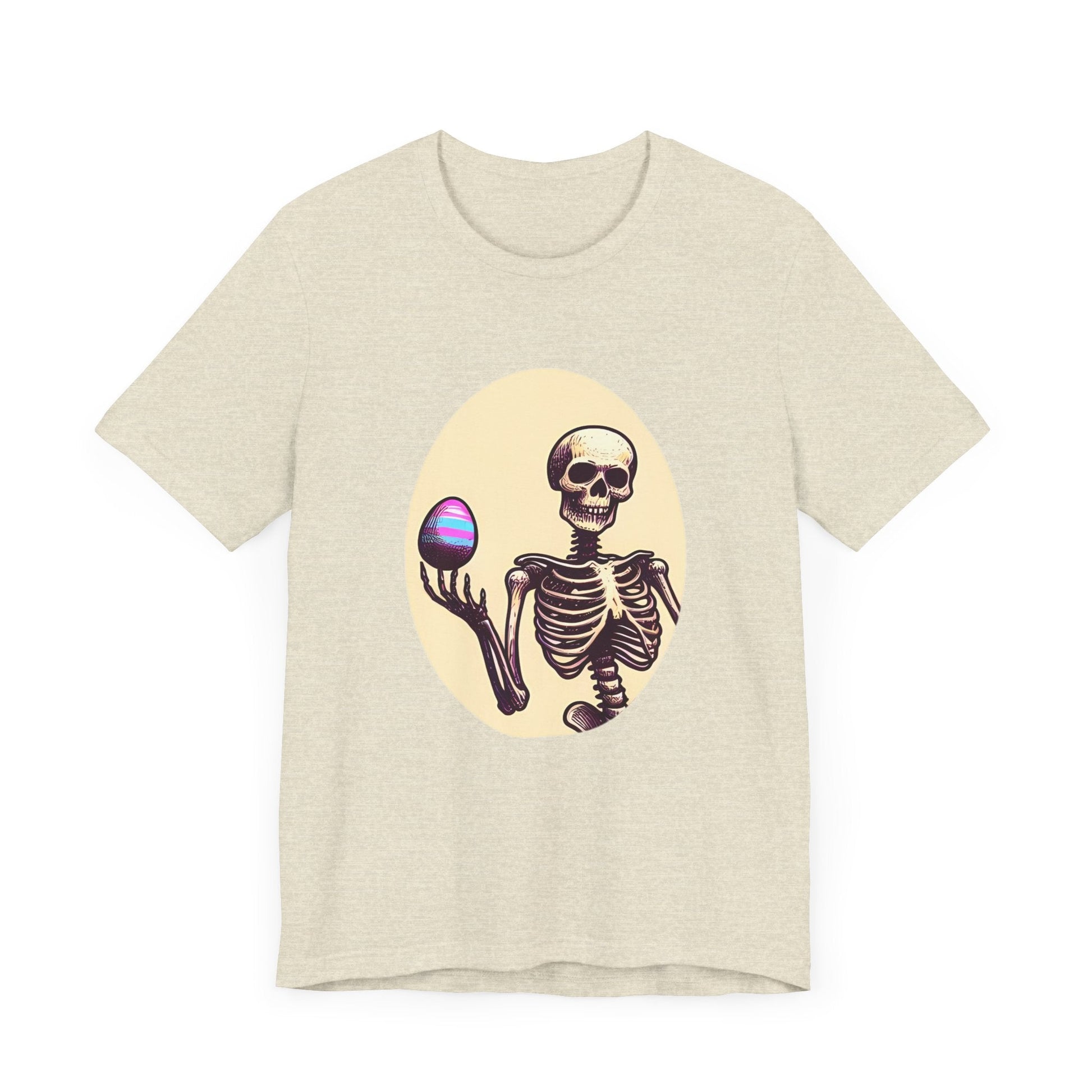 Skeleton With Easter Egg Short Sleeve Tee ShirtT - ShirtVTZdesignsHeather Prism NaturalXSCottonCrew neckDTG