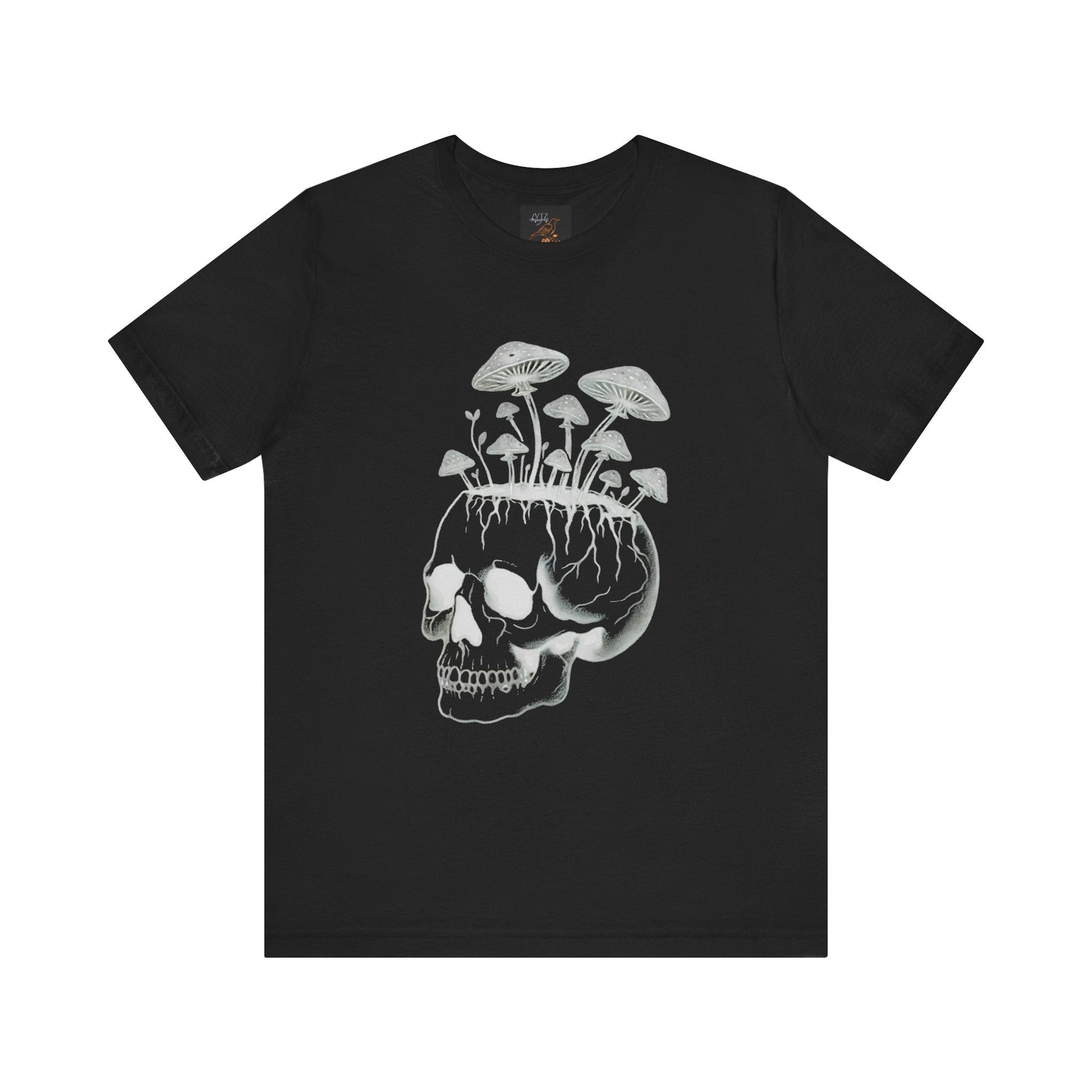 Skull and Mushrooms Tee ShirtT - ShirtVTZdesignsBlackXSclothingcottage corecottagecore