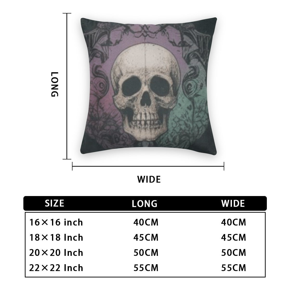 Skull and Pumpkin Throw Pillowcase Set of 2pillowcaseVTZdesignsWhite16x16Inchdouble sidedgothichalloween