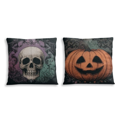 Skull and Pumpkin Throw Pillowcase Set of 2pillowcaseVTZdesignsWhite16x16Inchdouble sidedgothichalloween