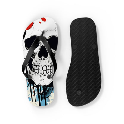 Skull Rose Flip FlopsShoesVTZdesignsXLBlack solehalloweenIndoorMen's Clothing