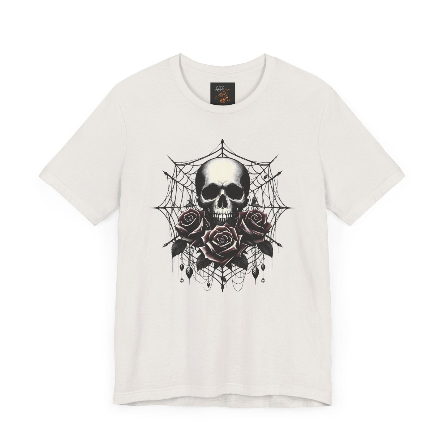 Skull Roses and Spiderweb Tee ShirtT - ShirtVTZdesignsVintage WhiteXSclothesclothingCotton