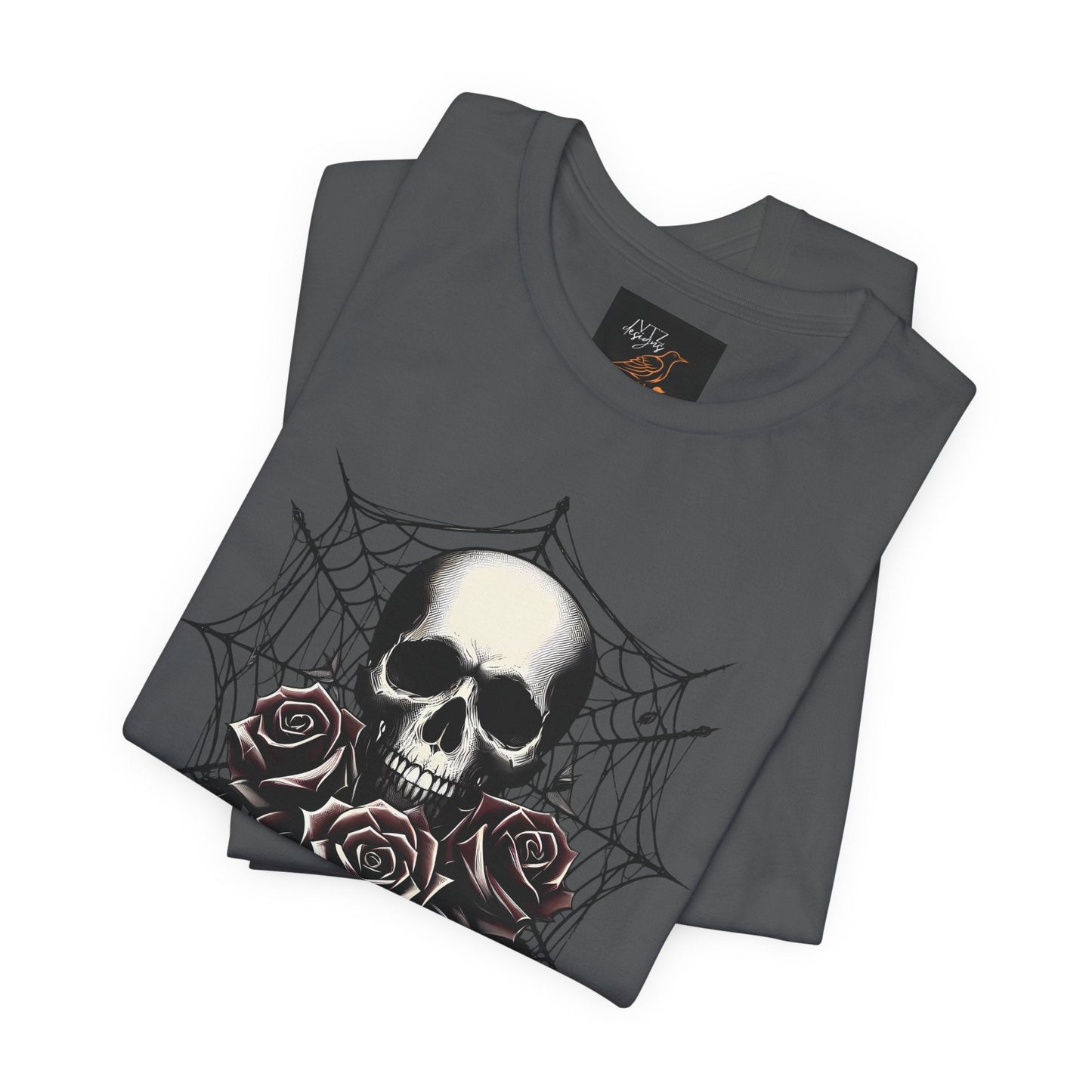Skull Roses and Spiderweb Tee ShirtT - ShirtVTZdesignsAsphaltXSclothesclothingCotton