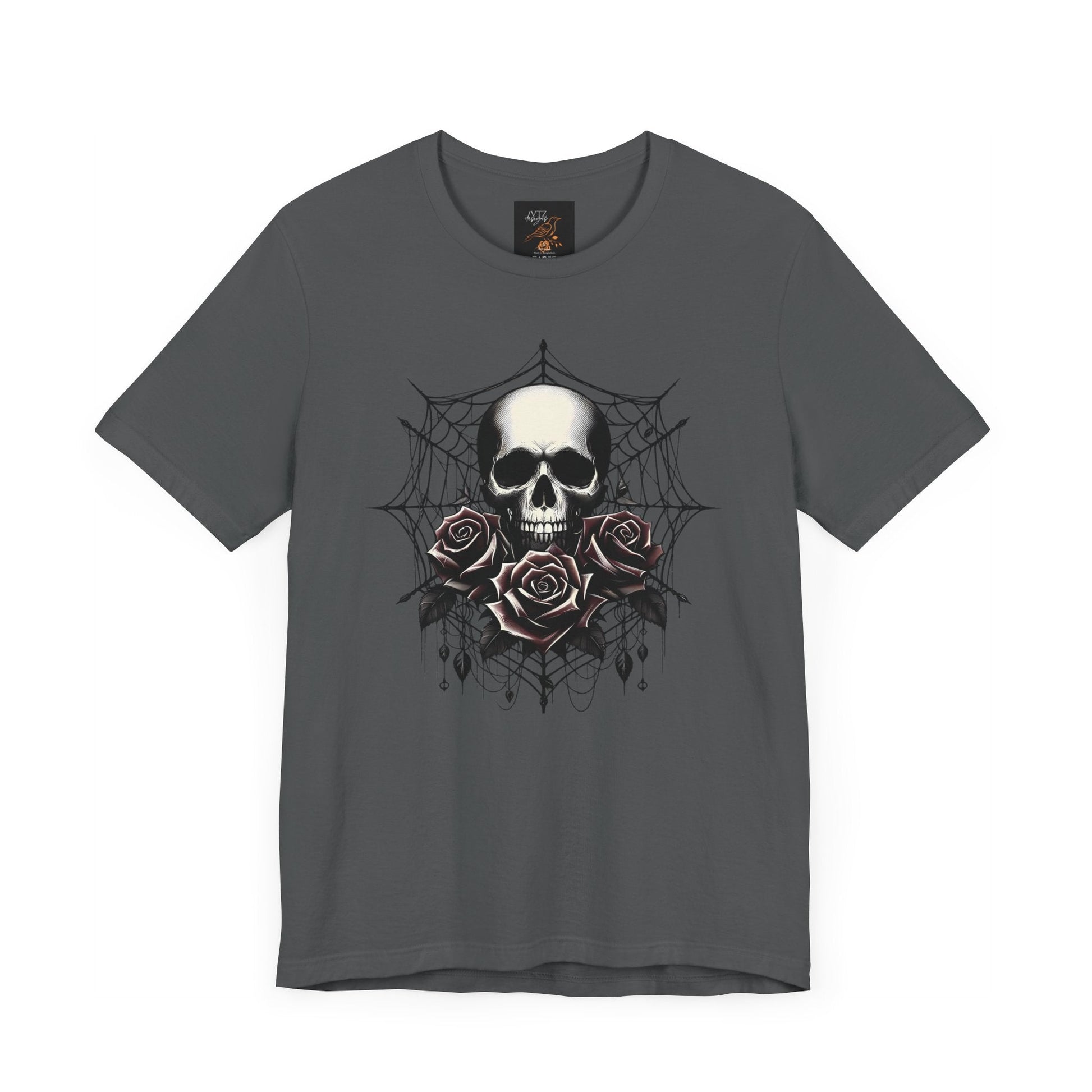 Skull Roses and Spiderweb Tee ShirtT - ShirtVTZdesignsAsphaltXSclothesclothingCotton