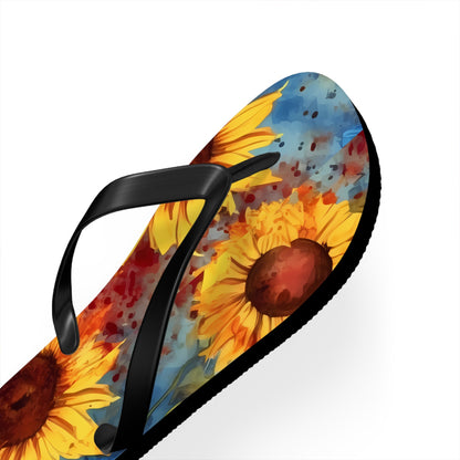 Skull Sunflower Flip FlopsShoesVTZdesignsXLBlack soleIndoorMen's ClothingOutdoor