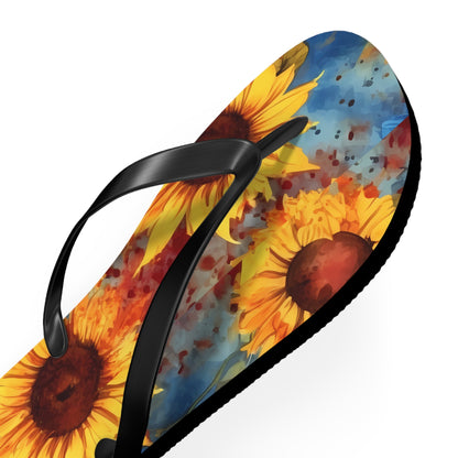 Skull Sunflower Flip FlopsShoesVTZdesignsXLBlack soleIndoorMen's ClothingOutdoor