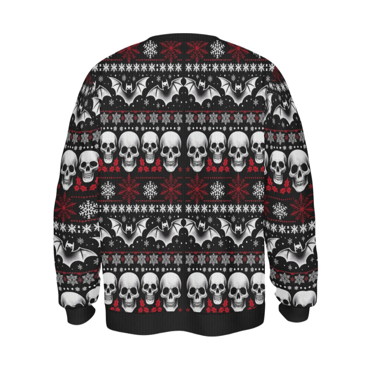 Skulls Bats and Snowflakes Pullover SweaterSweatshirtVTZdesignsWhiteSAOP Clothingchristmasclothing