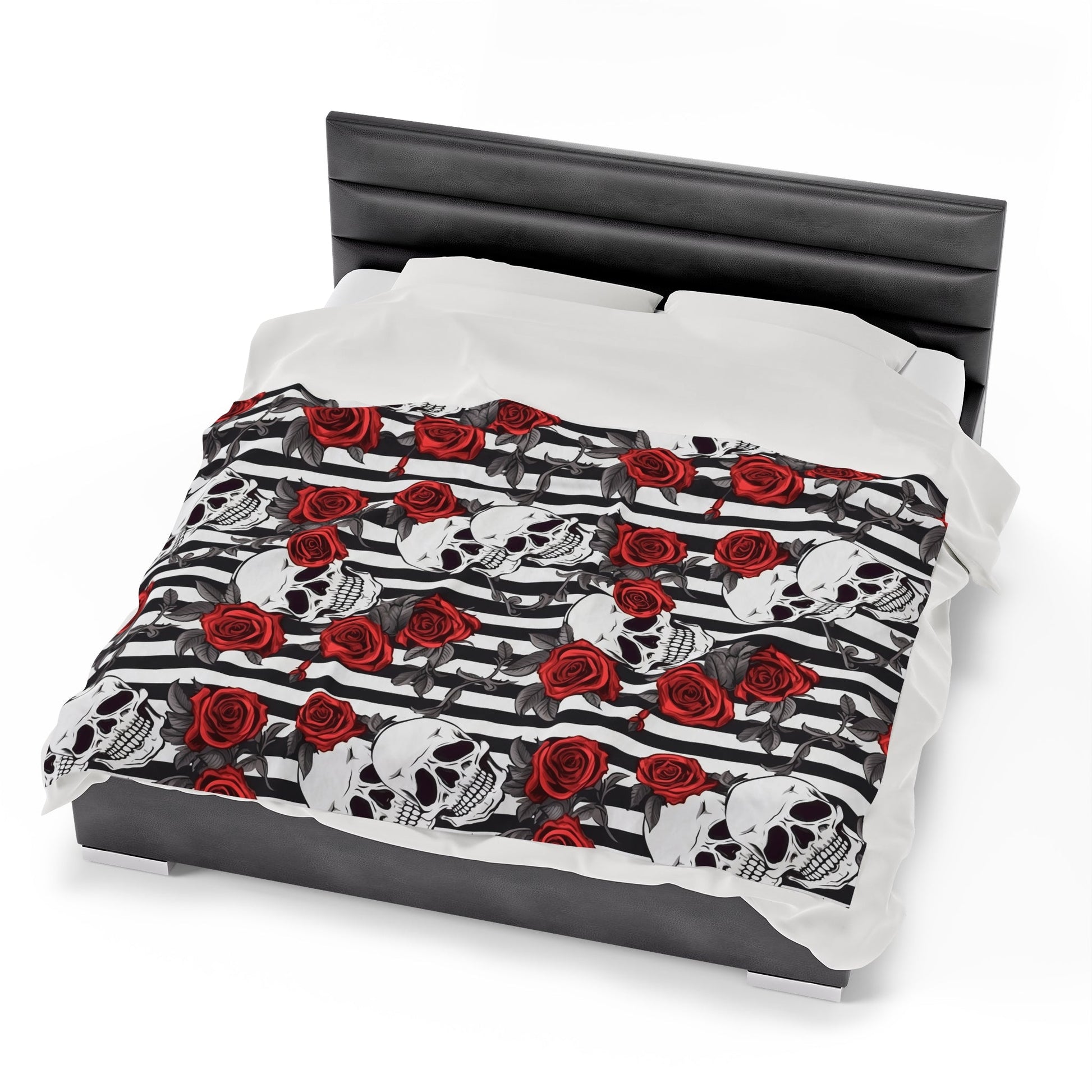 Skulls Red Roses and Stripes Throw BlanketAll Over PrintsVTZdesigns30" × 40"All Over PrintAOPBed