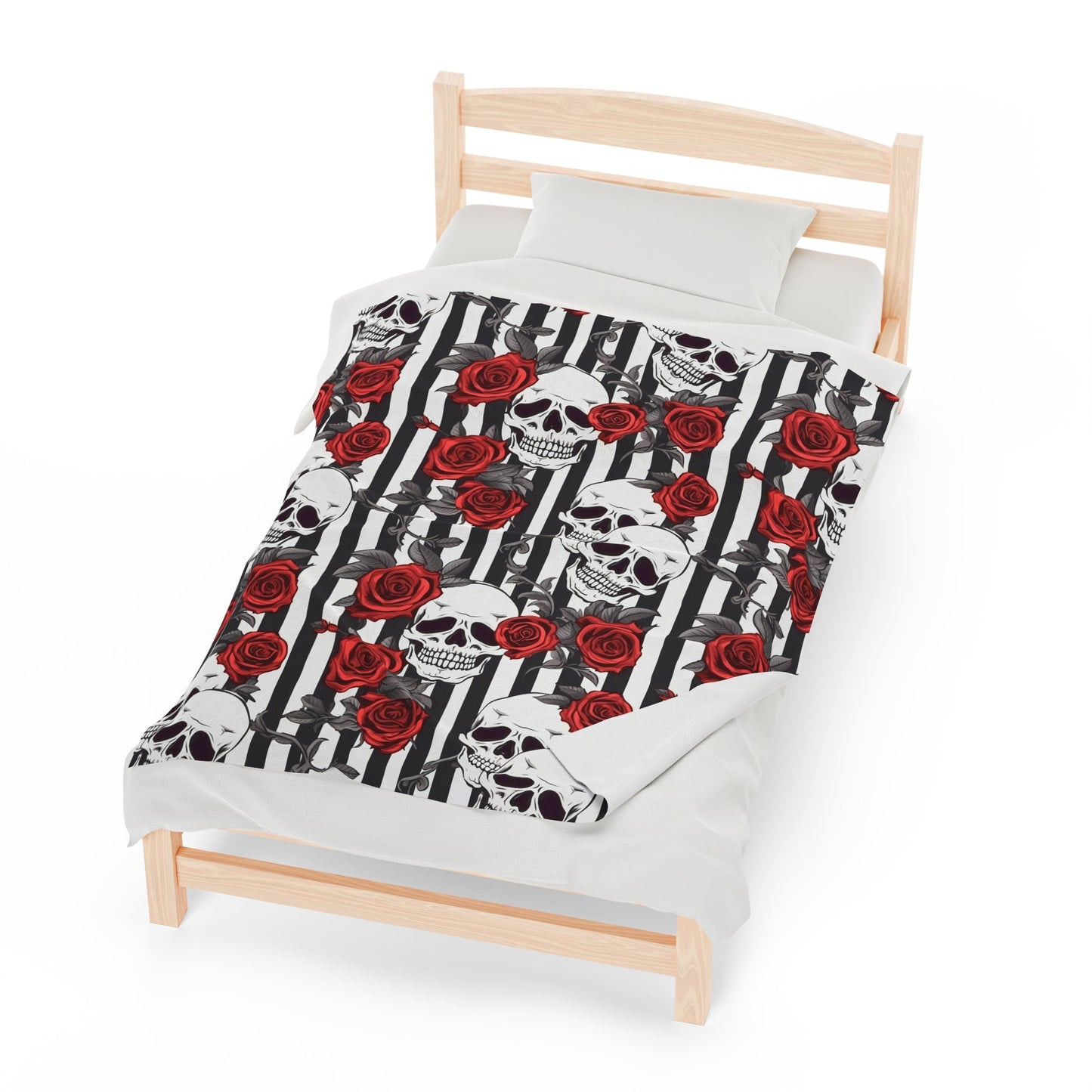 Skulls Red Roses and Stripes Throw BlanketAll Over PrintsVTZdesigns30" × 40"All Over PrintAOPBed