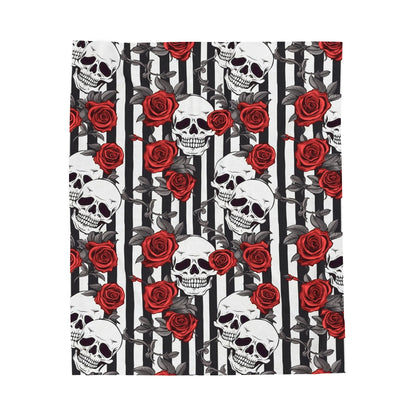 Skulls Red Roses and Stripes Throw BlanketAll Over PrintsVTZdesigns30" × 40"All Over PrintAOPBed