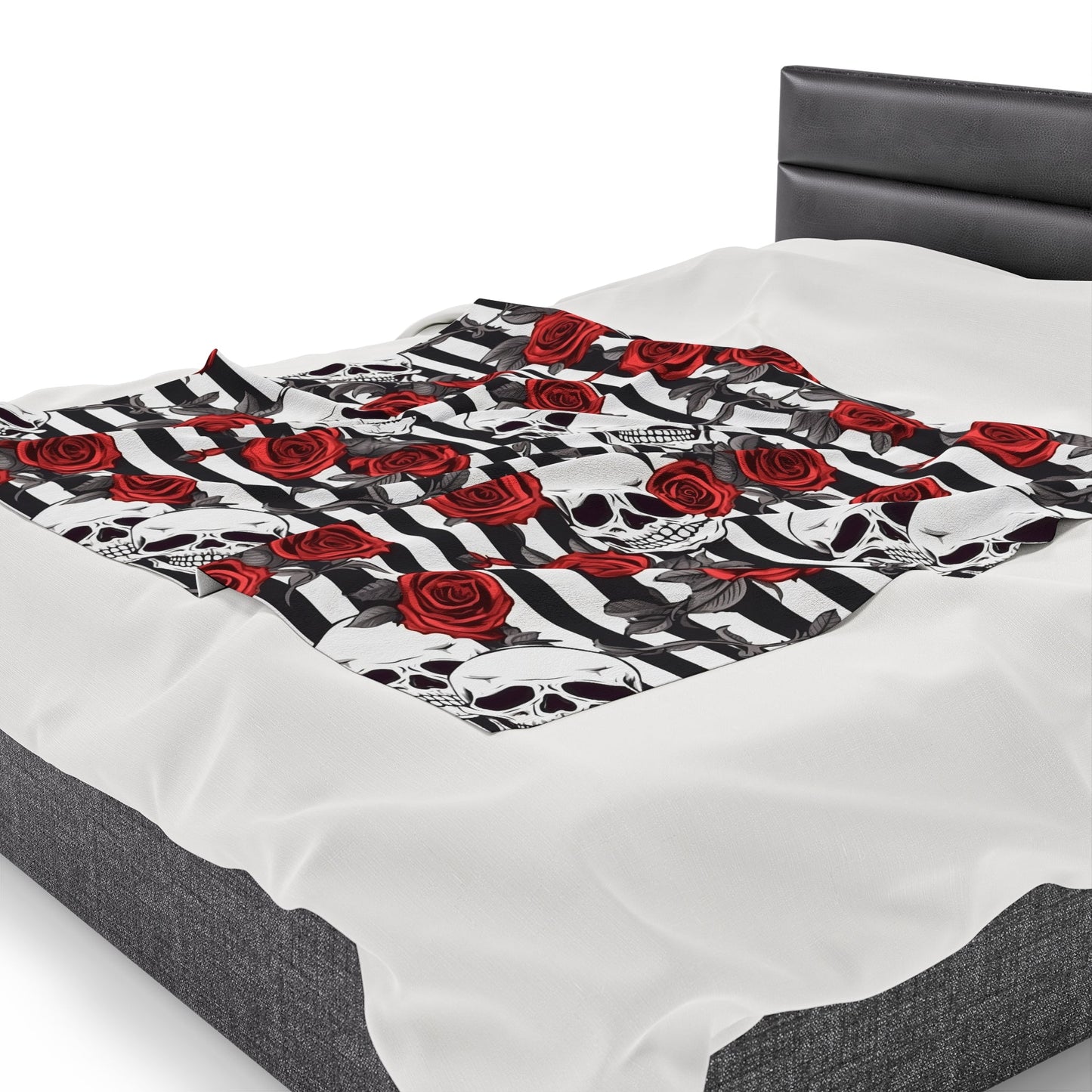 Skulls Red Roses and Stripes Throw BlanketAll Over PrintsVTZdesigns50" × 60"All Over PrintAOPBed