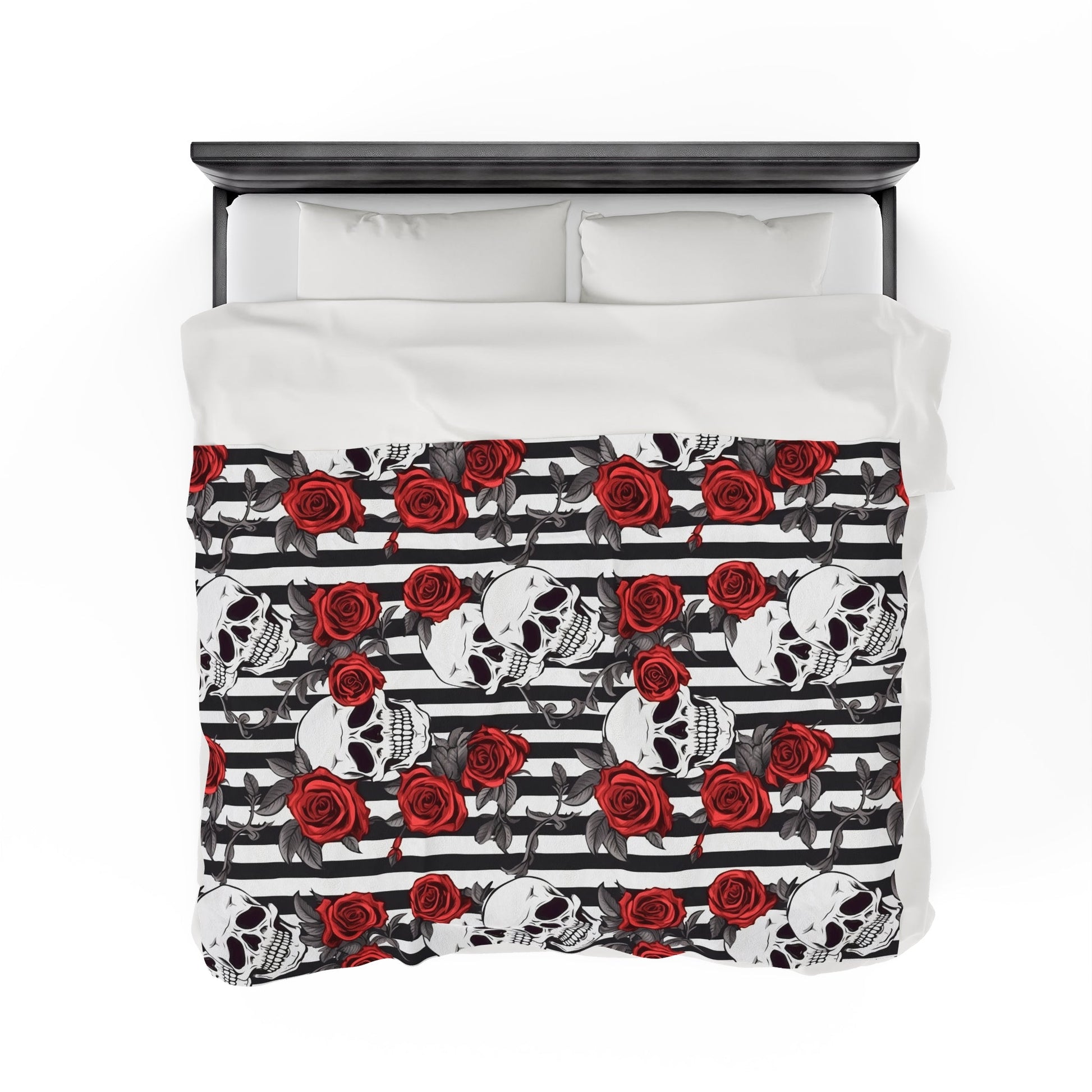 Skulls Red Roses and Stripes Throw BlanketAll Over PrintsVTZdesigns30" × 40"All Over PrintAOPBed