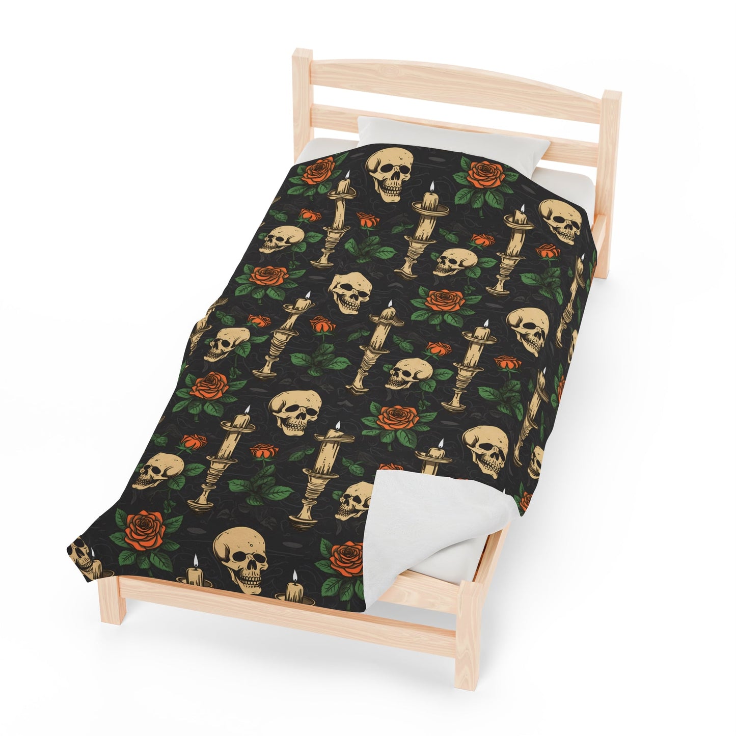 Skulls Roses and Candles Print Throw BlanketAll Over PrintsVTZdesigns30" × 40"All Over PrintAOPBed