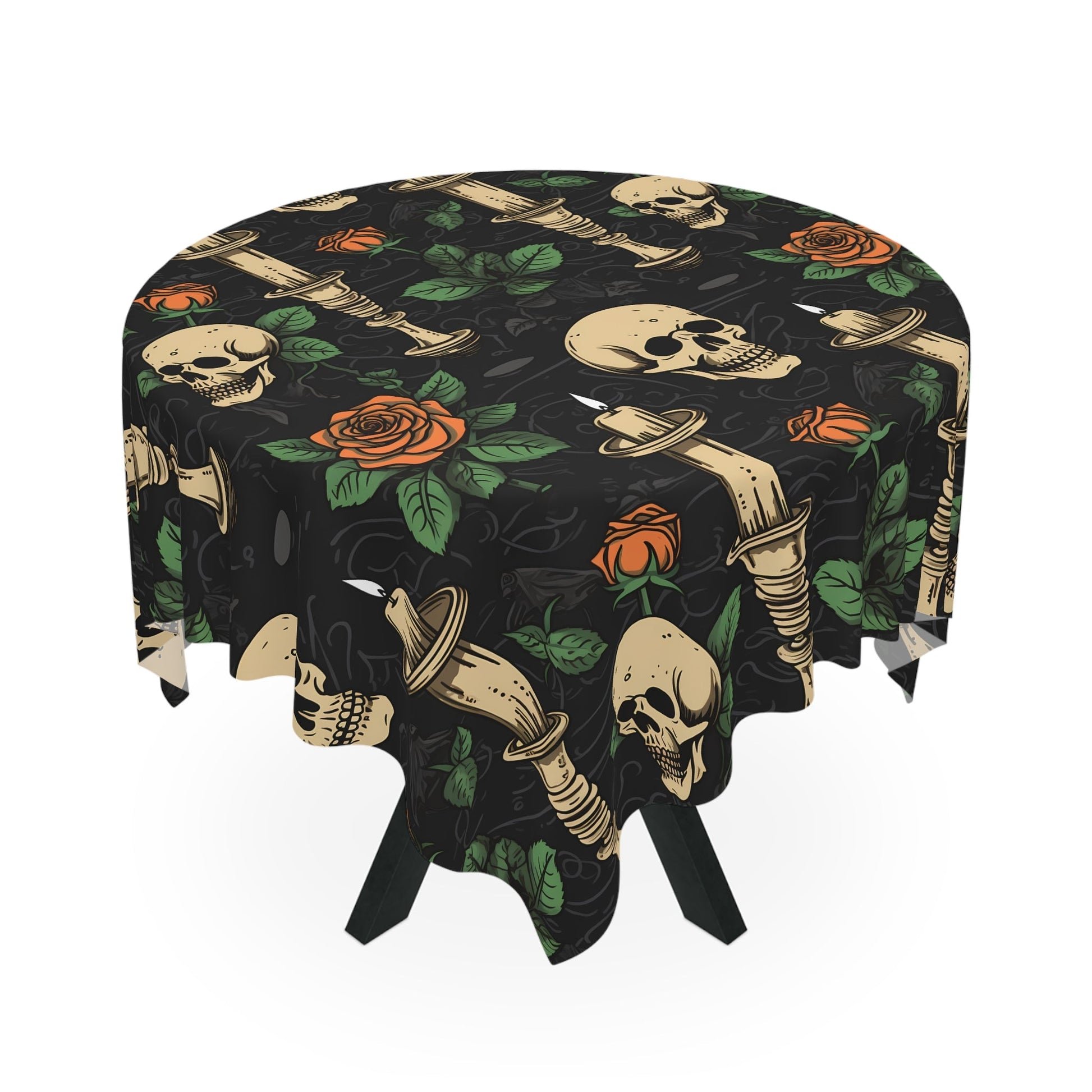 Skulls Roses and Candles TableclothHome DecorVTZdesignsOne sizeWhiteAccessoriescandledecor