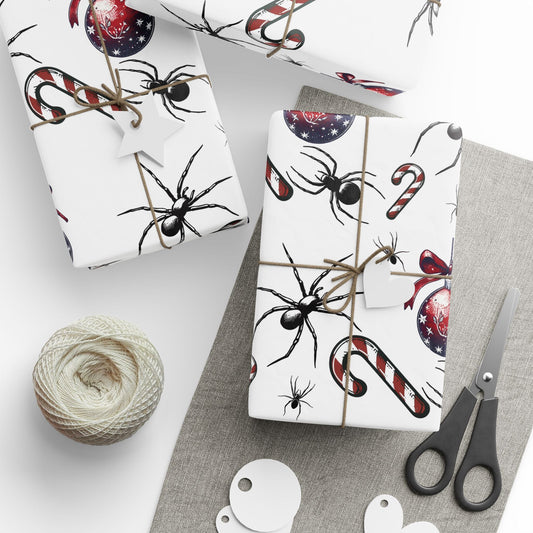 Spiders Candy Canes and Ornaments Wrapping PaperHome DecorVTZdesigns30" x 180"Glossycandy canesChristmascreepmas