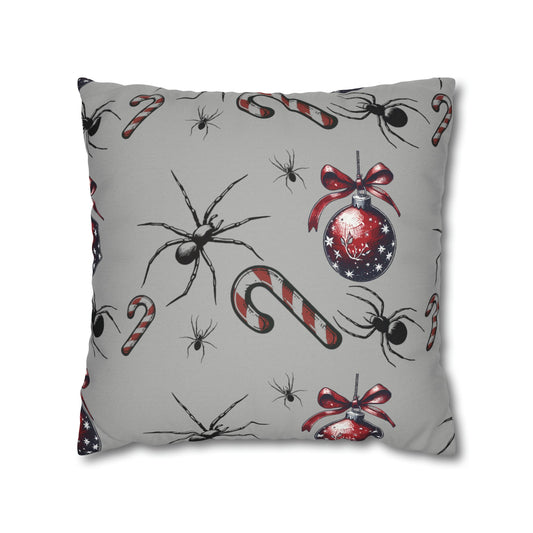 Spiders Ornaments and Candy Canes Square Pillow CaseHome DecorVTZdesigns18" × 18"All Over PrintAOPBed