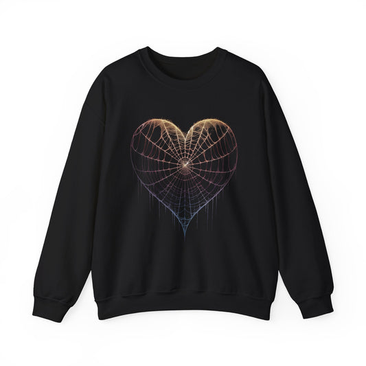 Spiderweb Heart Pullover Crewneck SweatshirtSweatshirtVTZdesignsSBlackclothingCrew neckDTG