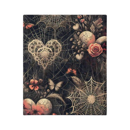 Spiderwebs Hearts and Roses Throw BlanketHome DecorVTZdesigns60" × 50"BedBeddingBlankets