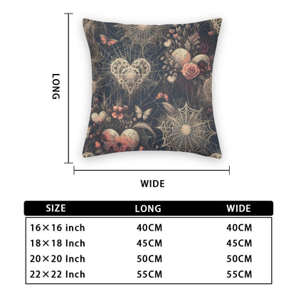 Spiderwebs Hearts and Roses Throw Pillow Case Set of TwopillowcaseVTZdesignsWhite16x16InchBeddingdark floralsfloral