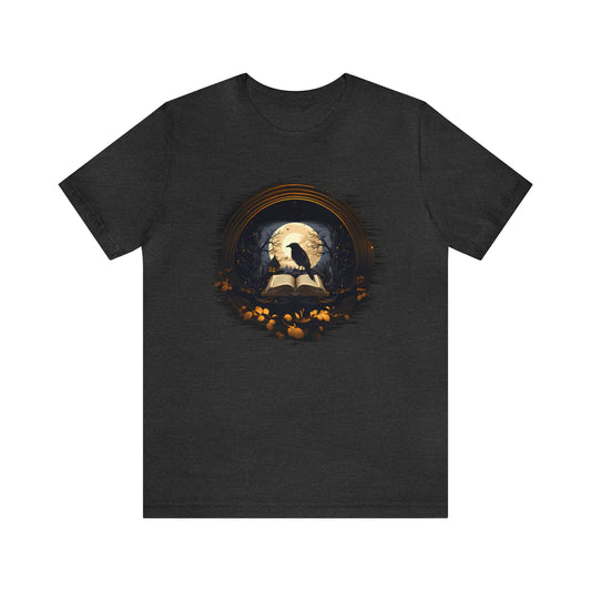 Spooky Autumn Raven Tee ShirtT - ShirtVTZdesignsDark Grey HeatherXSbookCottonCrew neck