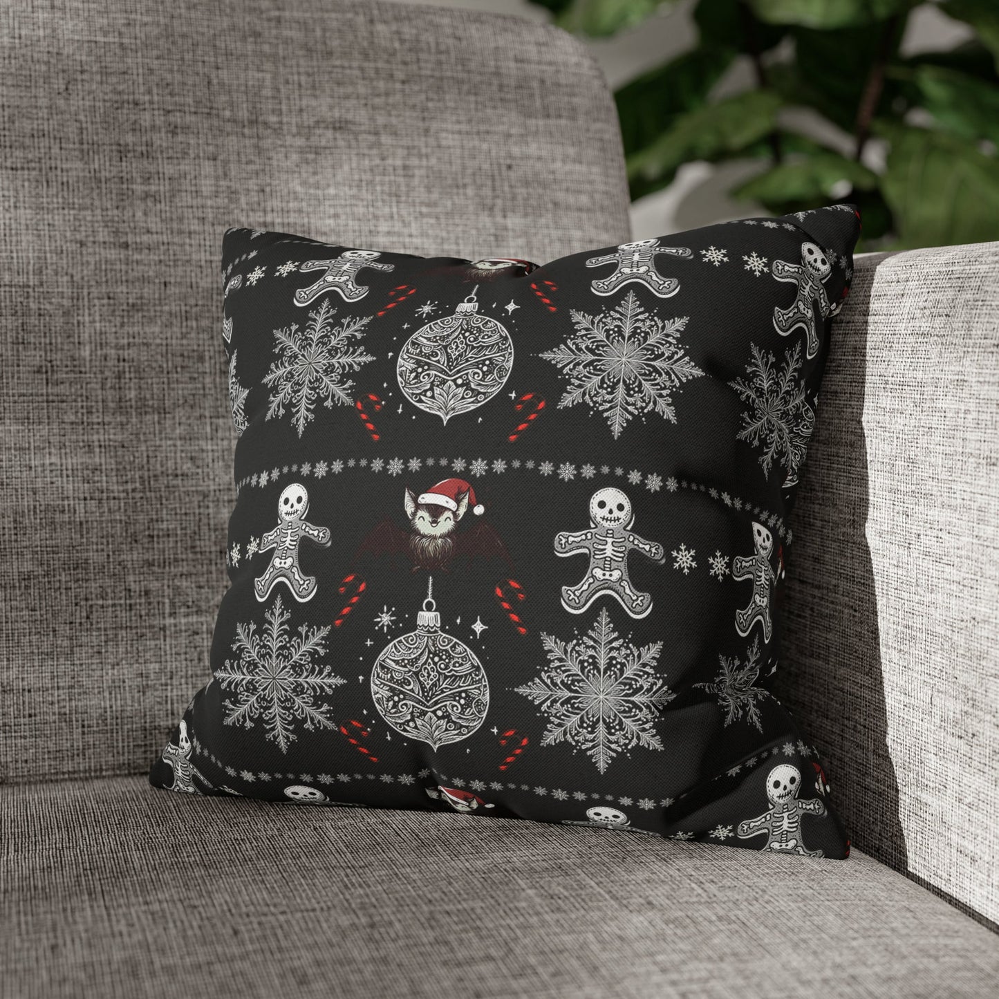 Spooky Christmas Square Pillow CaseHome DecorVTZdesigns14" × 14"All Over PrintAOPbats